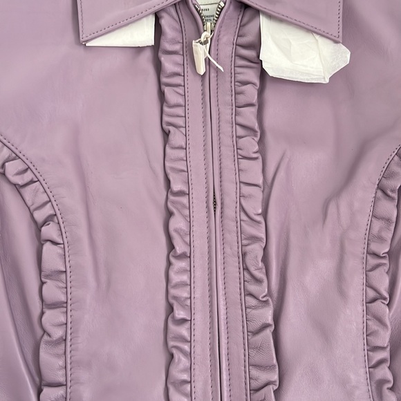 Pamela McCoy Fully lined Lavender ruffled leather jacket. New!! - Picture 3 of 6